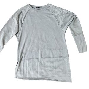 Zara Layered Asymmetric Long Sleeve light knit Sz S Gray